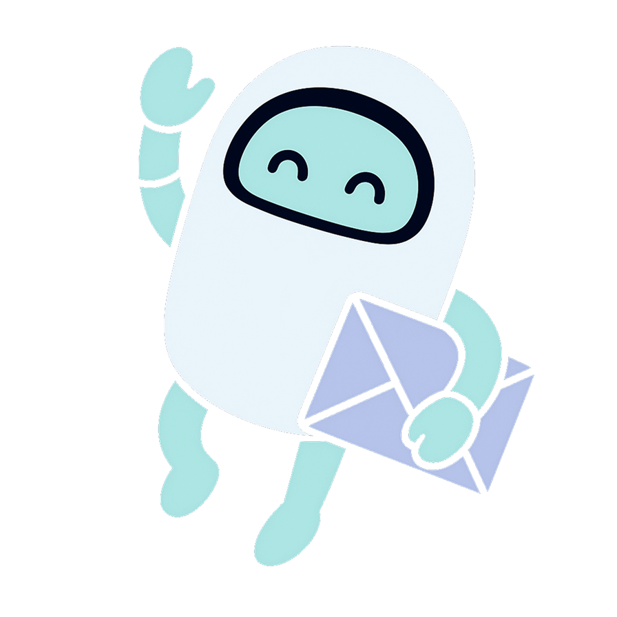 Nasmejani animirani lik sa kovertom koji maše