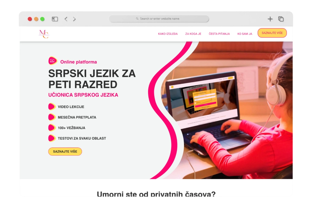 sonja landing page mockup