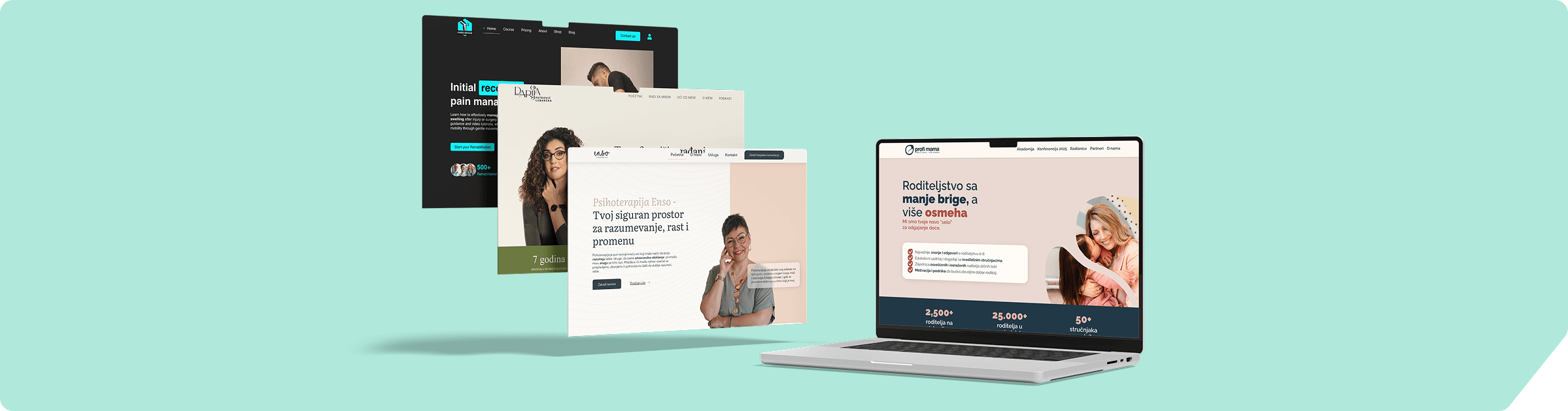 Niz projekata prikazanih na ekranima